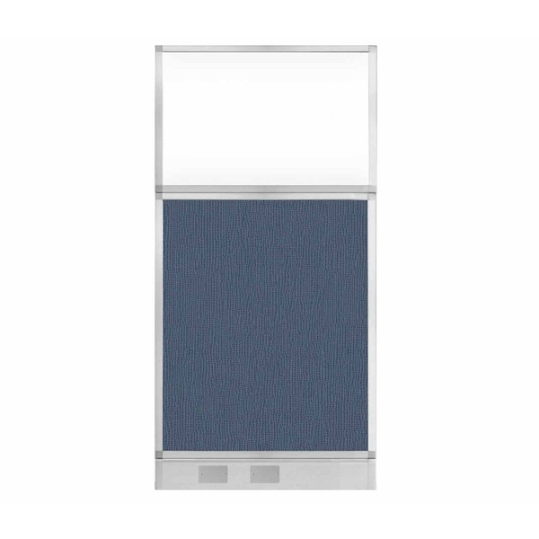 Hush Panel Configurable Cubicle Partition 3' x 6' Ocean Fabric Clear Window w/ Cable Channel